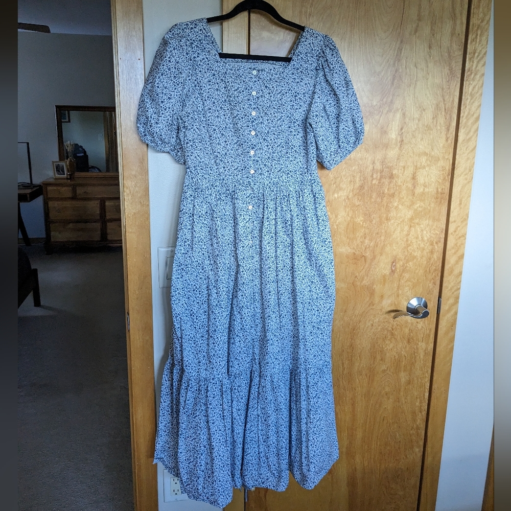 Dôen Dune Dress GUC Blue Champignon Floral Medium